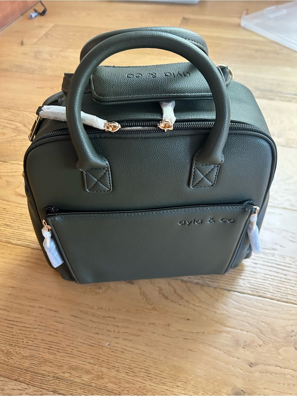 Ayla & Co Olive Green Baby Bag with Top Handles